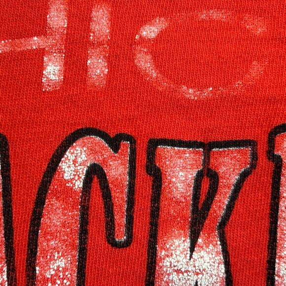 Vintage 80s Chicago Blackhawks T Shirt Distressed NHL Hockey USA Tee Red L Large - Picture 8 of 12